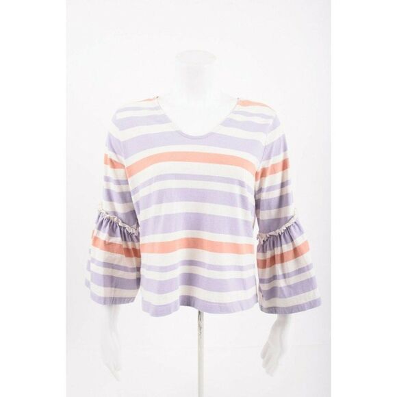 Madewell Womans Top Shirt Blouse Size M Fairhaven Striped Ruffle Bell Sleeve - Picture 1 of 6